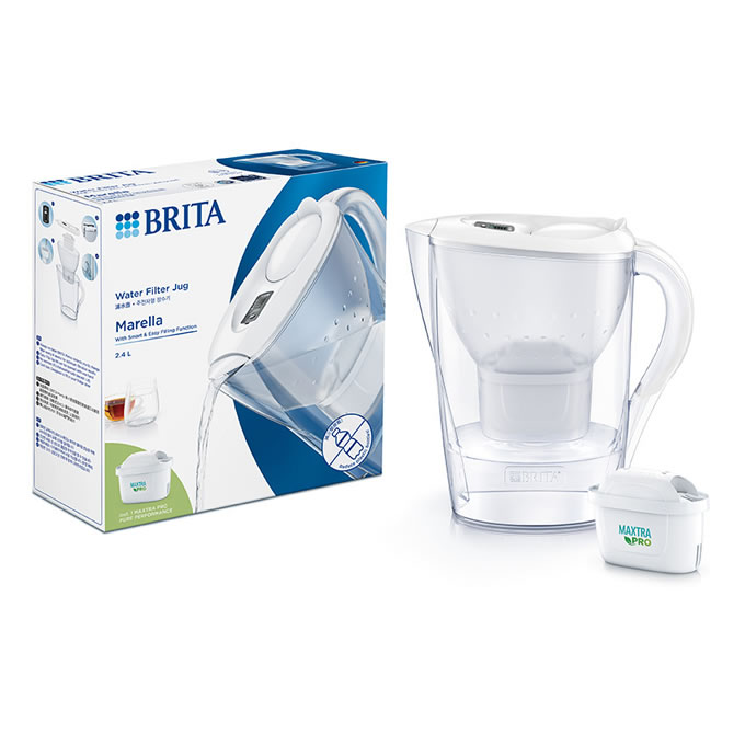 Carafe filtrante BRITA Marella - 2,4 litres - blanche - avec un filtre Maxtra Pro
