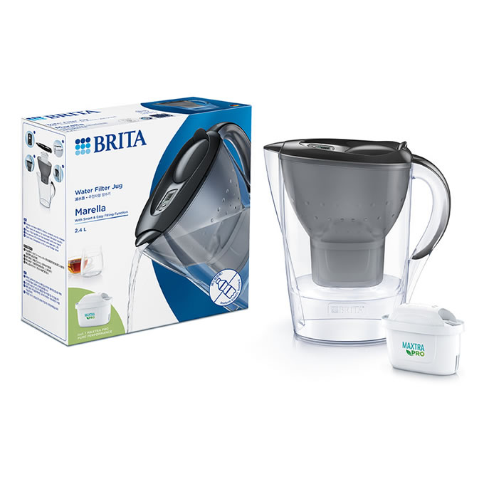 Carafe filtrante BRITA Marella - 2,4 litres - graphite - avec un filtre Maxtra Pro