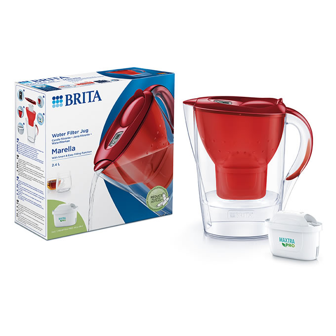 Carafe filtrante BRITA Marella - 2,4 litres - rouge - avec un filtre Maxtra Pro